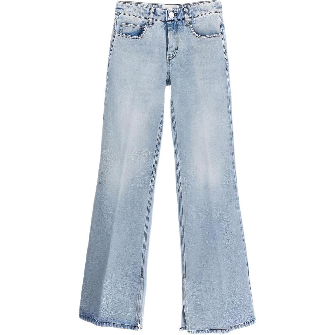 (Women) Ami Paris AMIPARIS  High-Waisted Wide-Leg Zipper Jeans Blue FTR425DE0027-448