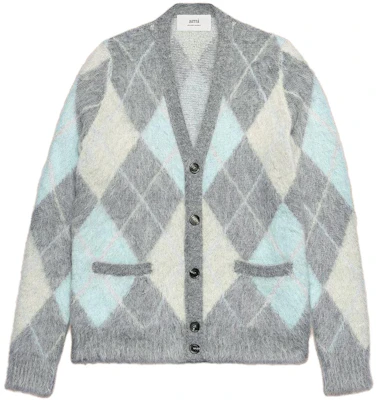 (W) Ami Paris Sweater Long Sleeve V-Neck Mohair Diamond Knit Pullover Loose Fit UKC018KN0030093 Order (W) Ami Paris Sweater Long Sleeve V-Neck Mohair Diamond Knit Pullover Loose Fit UKC018KN0030093