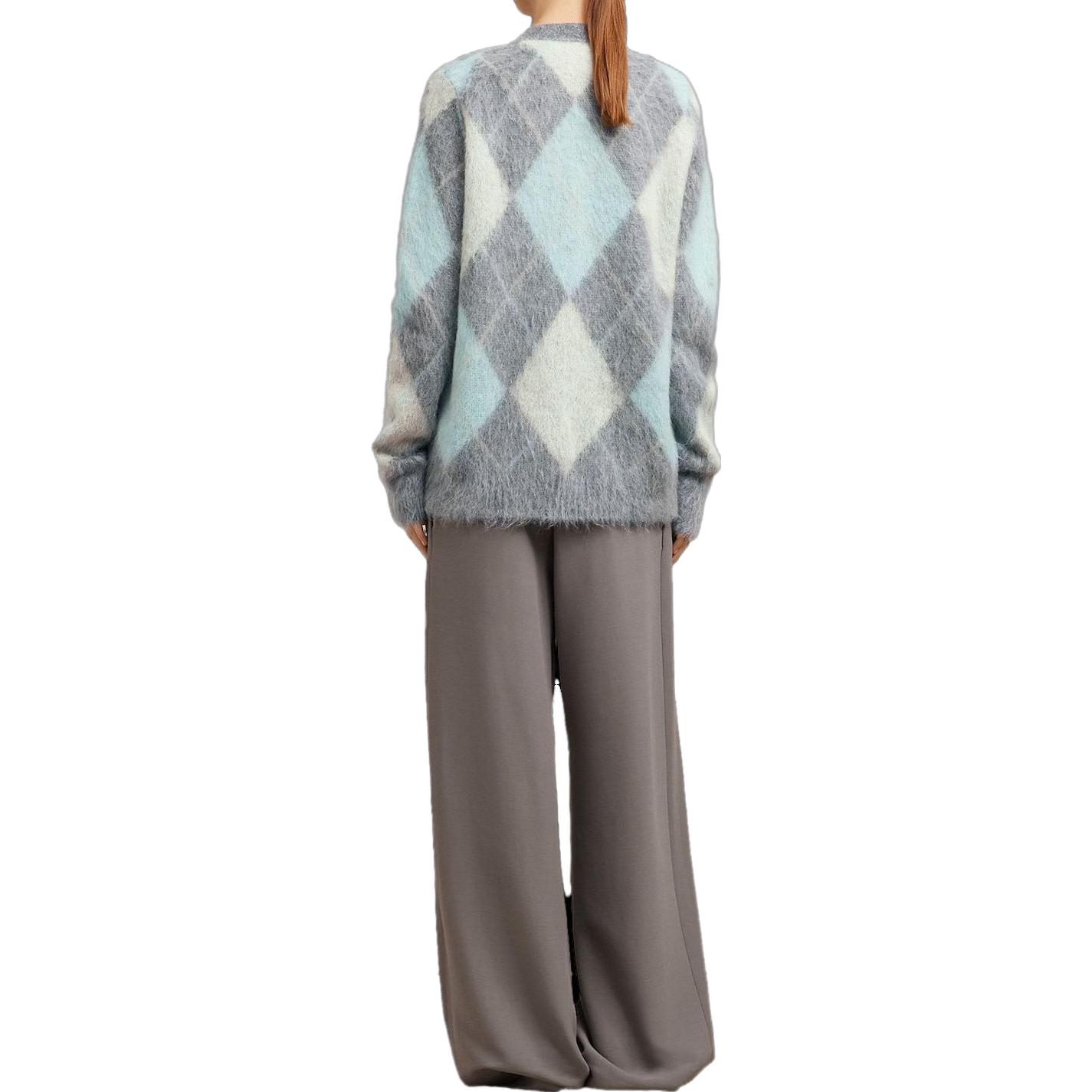 Purchase (W) Ami Paris Sweater Long Sleeve V-Neck Mohair Diamond Knit Pullover Loose Fit UKC018KN0030093