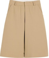 (Women) Ami Paris AMIPARIS Mid-Rise Casual Shorts with Concealed Fly in Beige. FSO508WV0026-BEIGE (Women) Ami Paris AMIPARIS Mid-Rise Casual Shorts with Concealed Fly in Beige. FSO508WV0026-BEIGE