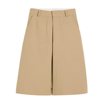 (Women) Ami Paris AMIPARIS Mid-Rise Casual Shorts with Concealed Fly in Beige. FSO508WV0026-BEIGE