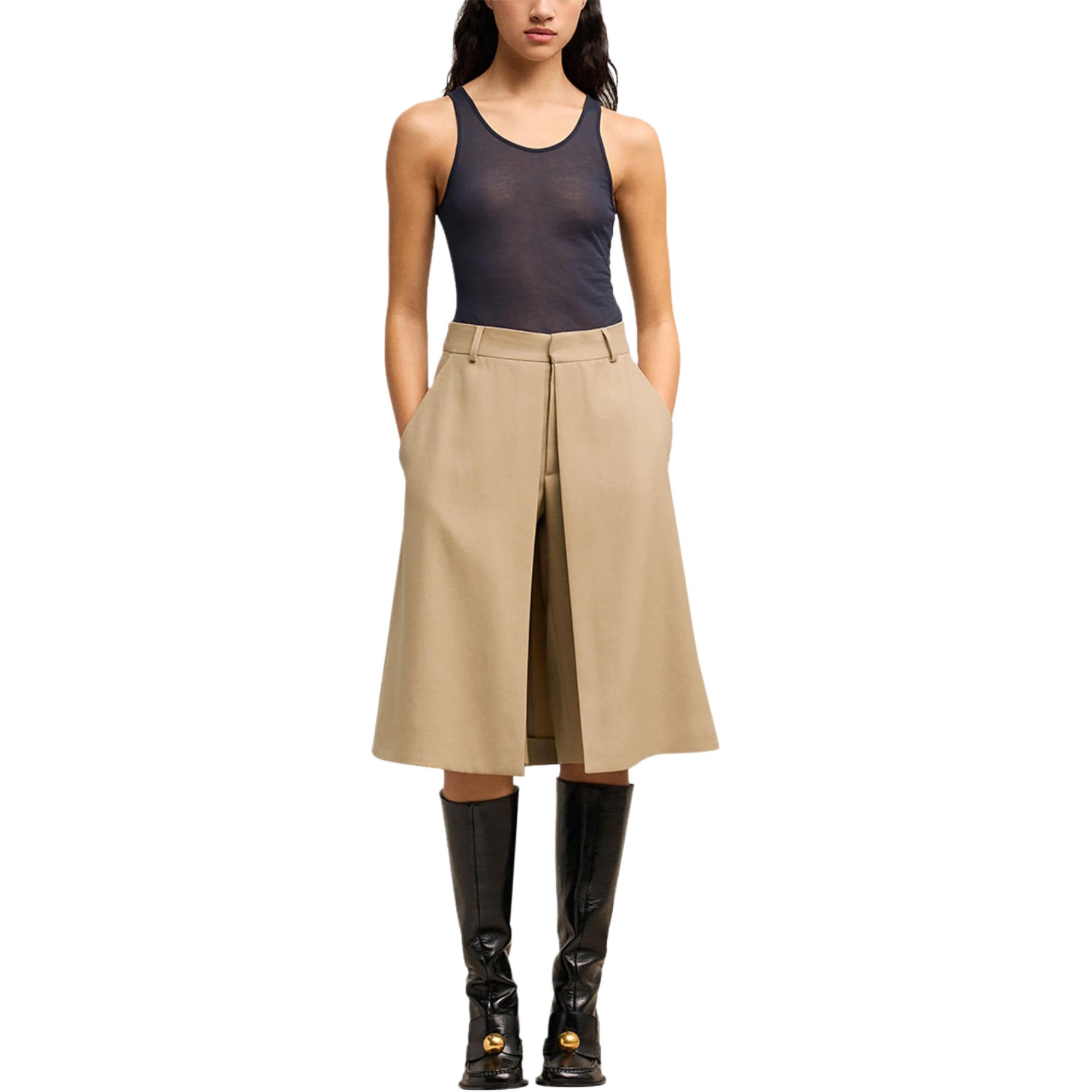 Lookbook (W) Ami Paris AMIPARIS 米白色中腰休閒短褲隱藏拉鏈設計 FSO508WV0026-BEIGE