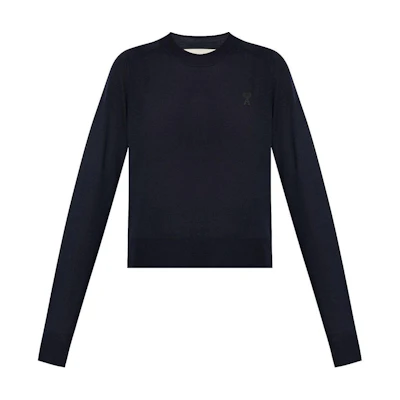 (Women) Ami Paris AMIPARIS Midnight Blue Logo Crewneck Raglan Sleeve Sweater. FKS041KN0039-BLUE
