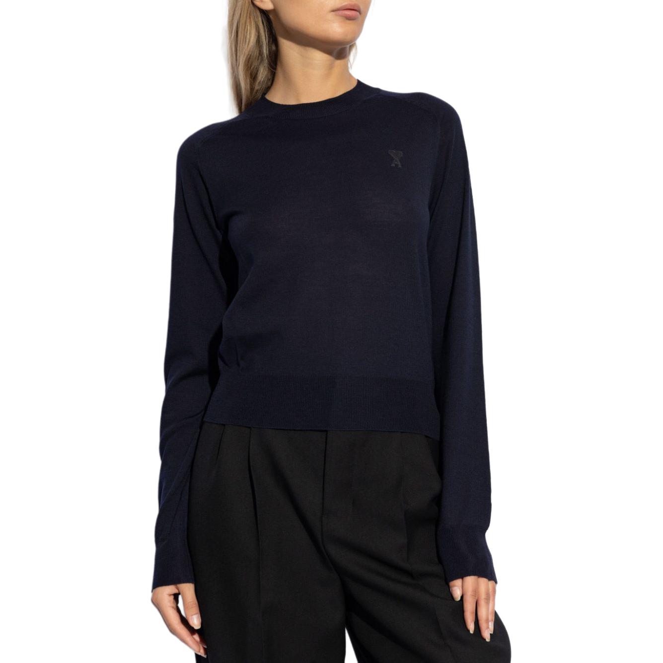 (Women) Ami Paris AMIPARIS  Midnight Blue Logo Crewneck Raglan Sleeve Sweater. FKS041KN0039-BLUE 圖 3