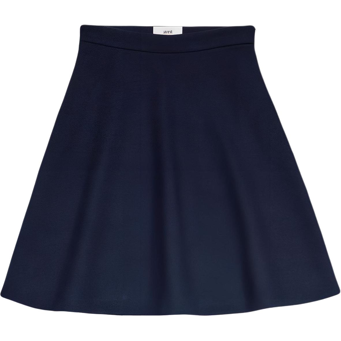 (Women) Ami Paris AMIPARIS  Minimalist Solid Color Mid-Rise Casual Mini Skirt. FSK215WV0016