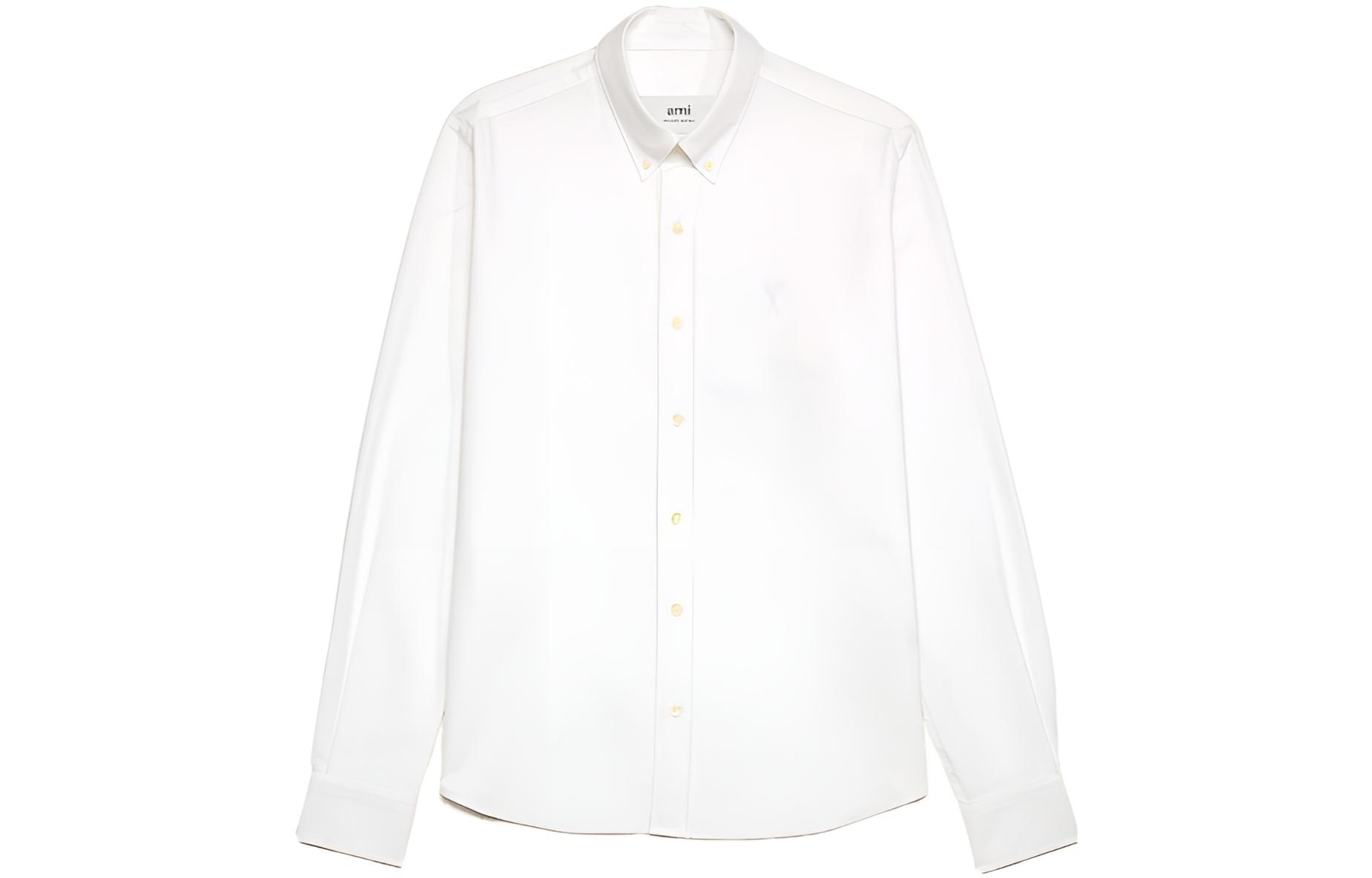 (Women) Ami Paris AMIPARIS  Oversized Long Sleeve White Shirt Casual Style USH160CO0031-168