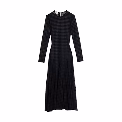 (Women) Ami Paris AMIPARIS Sheer Checkered Long Sleeve Dress. FDR208PA0006-001