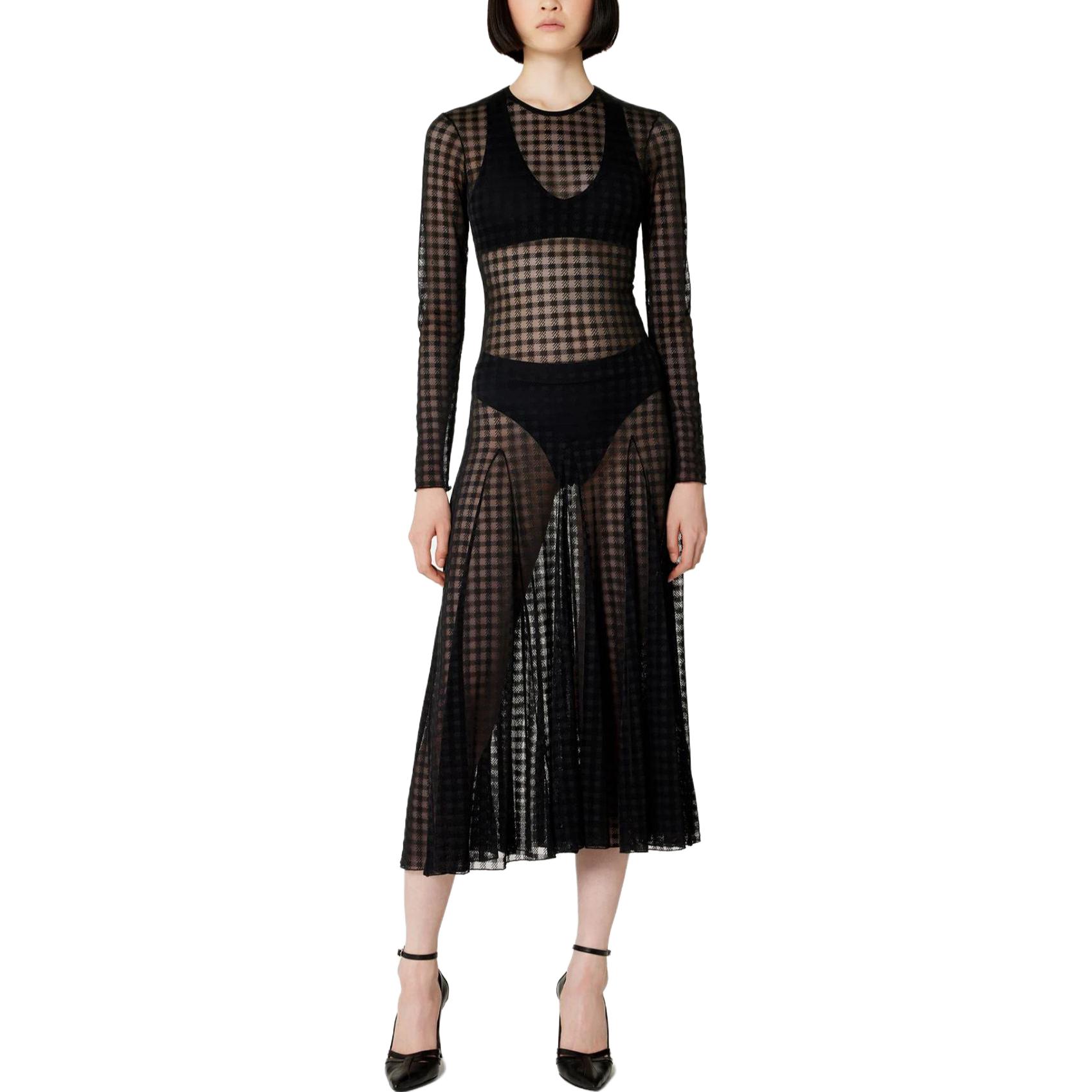 Lookbook (W) Ami Paris Vestido Transparente a Cuadros de Manga Larga. FDR208PA0006-001