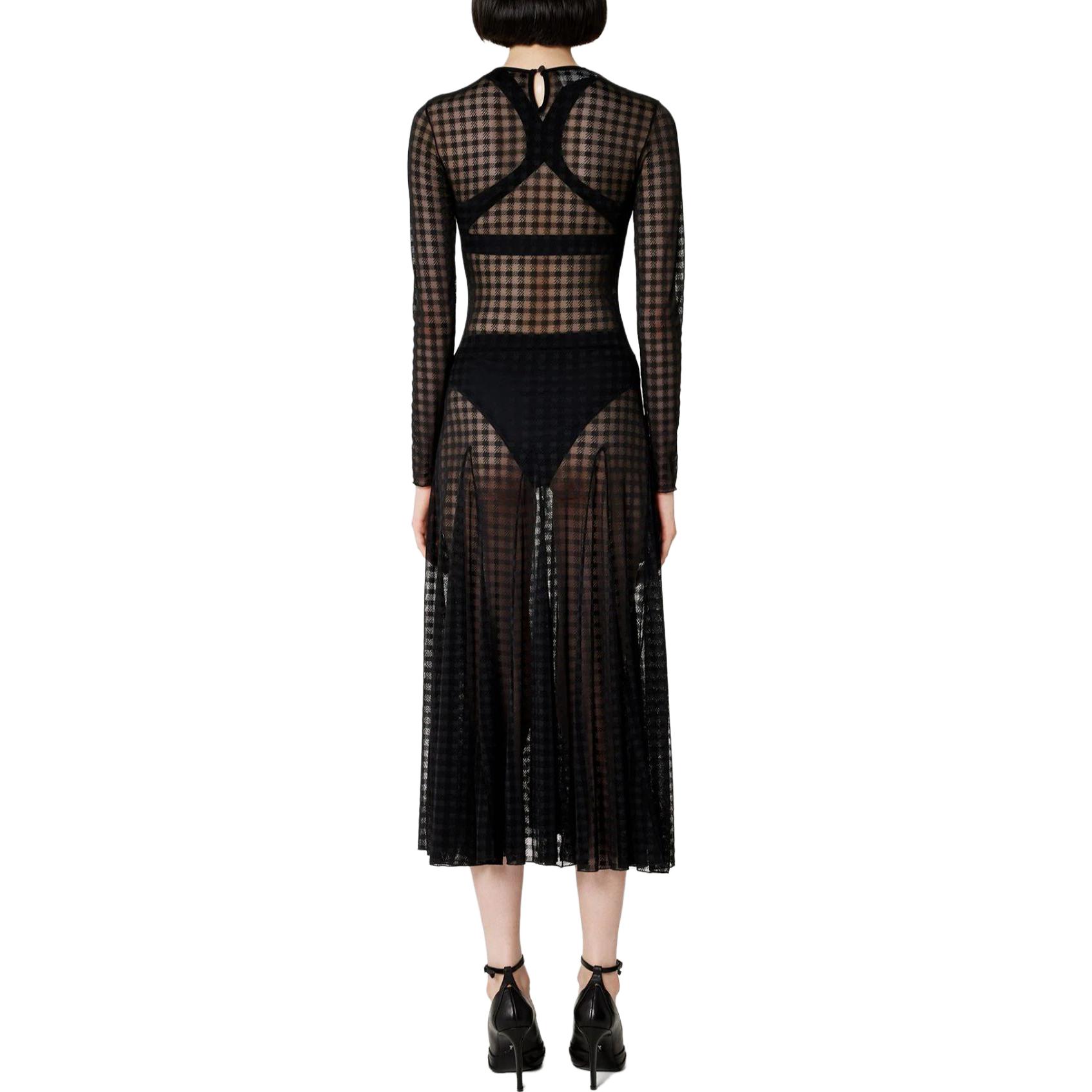 Shop (W) Ami Paris Vestido Transparente a Cuadros de Manga Larga. FDR208PA0006-001