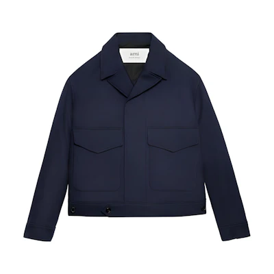 (Women) Ami Paris AMIPARIS Solid Color Navy Blue Button-Up Jacket H23FJK225WV0018