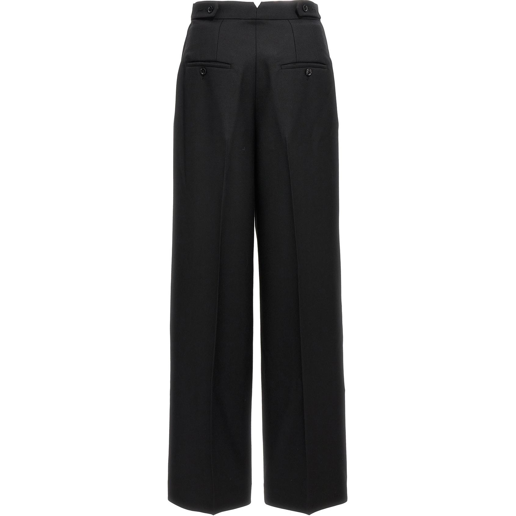 (Women) Ami Paris AMIPARIS  Solid Color Pleated Straight-Leg Zip Pants - Black. FTR428WV0026-001