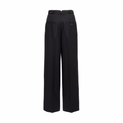 (Women) Ami Paris AMIPARIS Solid Color Pleated Straight-Leg Zip Pants - Black. FTR428WV0026-001