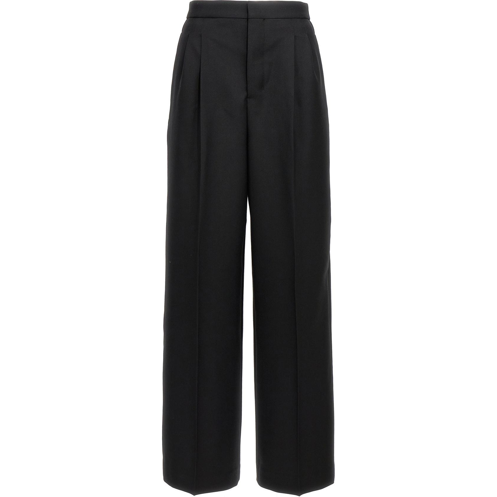 Lookbook (W) 아미파리 AMIPARIS 솔리드 컬러 플리츠 스트레이트 레그 팬츠 - 블랙. FTR428WV0026-001