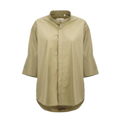 (Women) Ami Paris AMIPARIS Solid Color Slim-Fit Long-Sleeve Shirt Green USH218CO0063-317