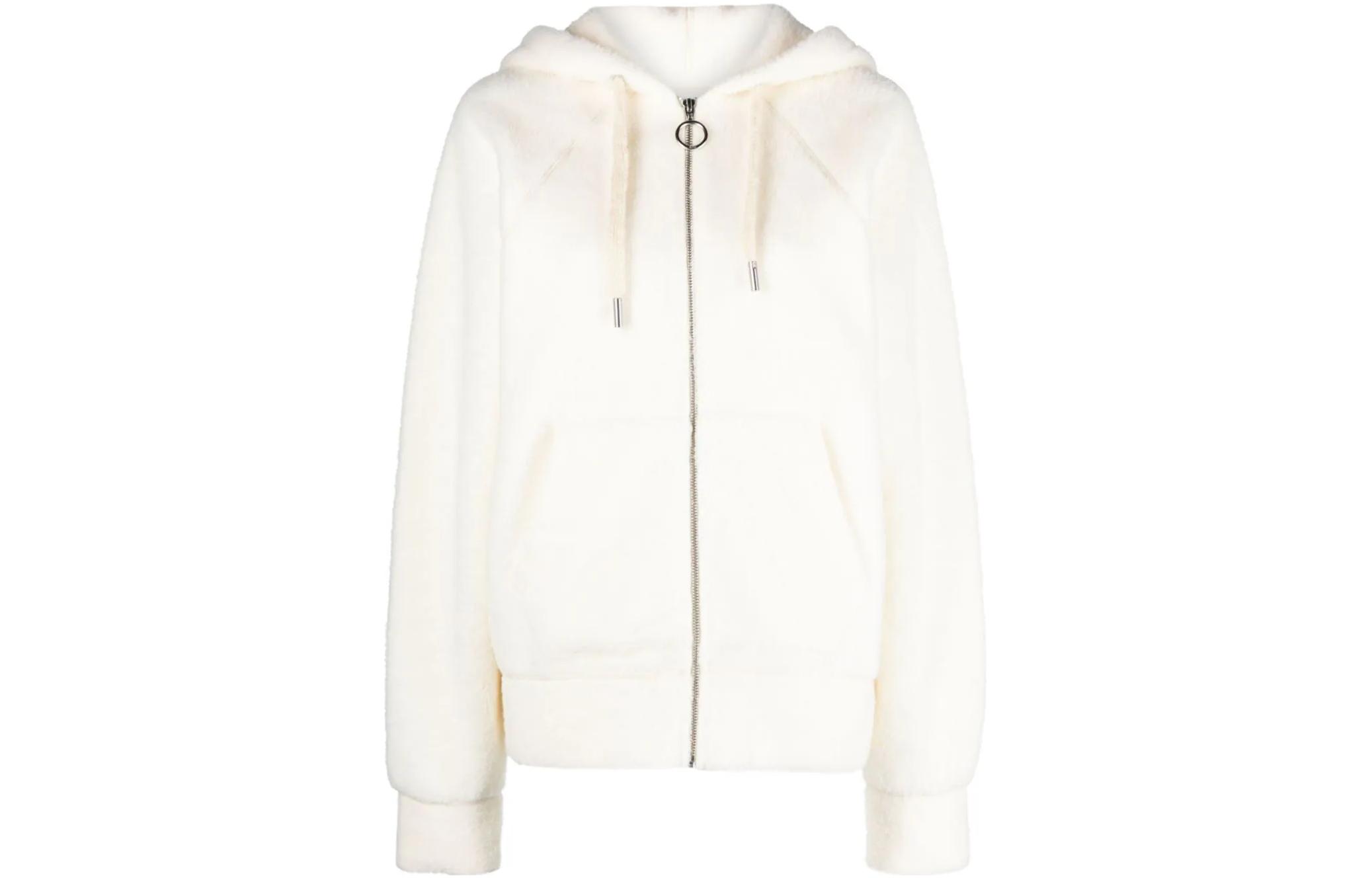 (Women) Ami Paris AMIPARIS  Solid Color Zip-Up Hoodie Jacket - White H23USW423JE0041-WHITE