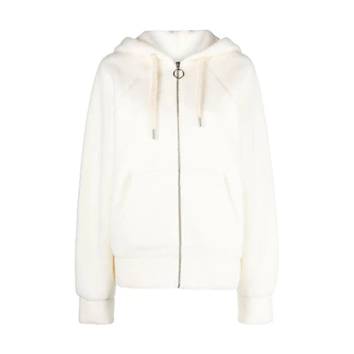 (Women) Ami Paris AMIPARIS Solid Color Zip-Up Hoodie Jacket - White H23USW423JE0041-WHITE