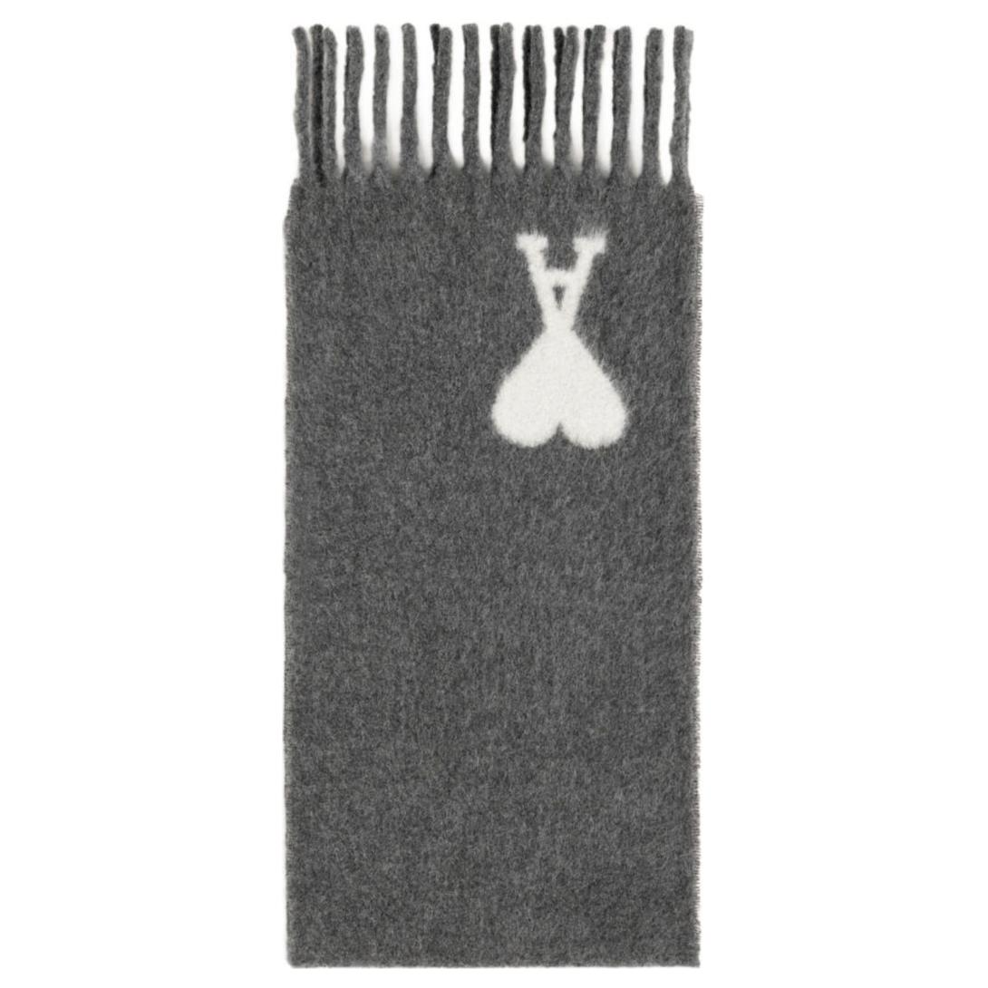 Shop (W) Ami Paris Ami De Coeur 女士羊毛灰色围巾 H24USF422AW0054