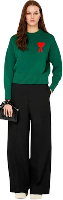 (W) Ami Paris 綠色心型圖案羊毛混紡寬鬆毛衣 - AMIPARIS FW21 A21FK009-016300 Lookbook (W) Ami Paris 綠色心型圖案羊毛混紡寬鬆毛衣 - AMIPARIS FW21 A21FK009-016300