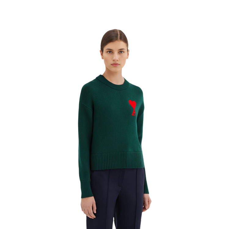 Purchase (W) Ami Paris 綠色心型圖案羊毛混紡寬鬆毛衣 - AMIPARIS FW21 A21FK009-016300