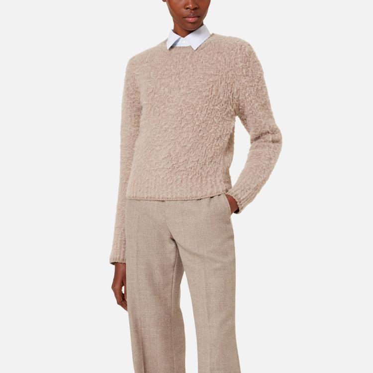 (Women) Ami Paris AMIPARIS FW22  Beige Wool Sweater Crewneck Long Sleeve Pullover FKS053028-250 圖 3