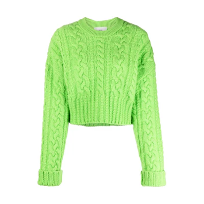 (Women) Ami Paris AMIPARIS FW22 Chunky Knit Wool Sweater Green. FKS051017-300