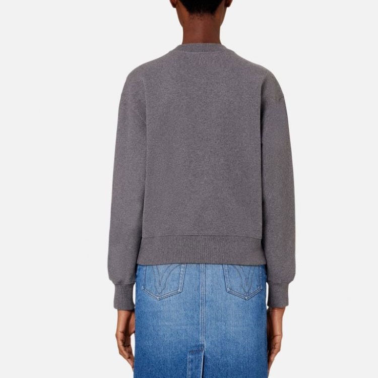 Purchase (Women) Ami Paris AMIPARIS FW22  Grey Logo Crewneck Long Sleeve Casual Pullover Sweater. USW011739-055