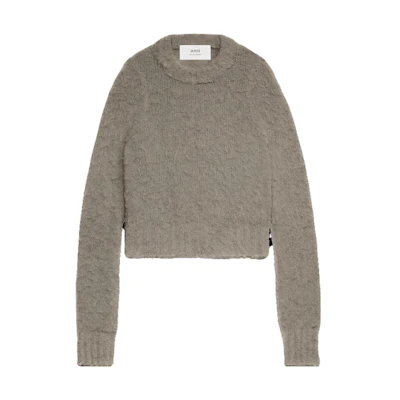 (Women) Ami Paris AMIPARIS FW23 Oversized Plain Long Sleeve Sweater - Brown. FKS026KN0021281