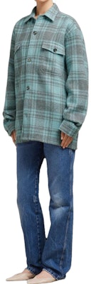 (W) Ami Paris AMIPARIS FW23 藍色格紋羊毛寬版襯衫外套。 UJK226WV0014469 Purchase (W) Ami Paris AMIPARIS FW23 藍色格紋羊毛寬版襯衫外套。 UJK226WV0014469