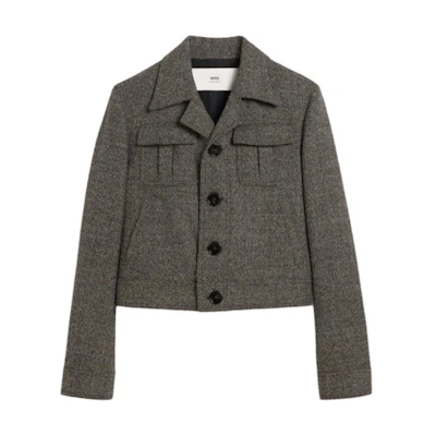 (Women) Ami Paris AMIPARIS FW24 Casual Button Long Sleeve Jacket - Grey FJK267WV0056-2004