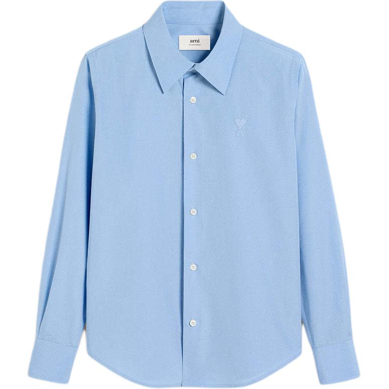 (Women) Ami Paris AMIPARIS FW24  Classic Blue Long-Sleeve Shirt with Button-Down Collar. FSH061CO0063-484