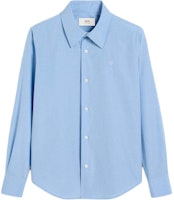 (Women) Ami Paris AMIPARIS FW24 Classic Blue Long-Sleeve Shirt with Button-Down Collar. FSH061CO0063-484 (Women) Ami Paris AMIPARIS FW24 Classic Blue Long-Sleeve Shirt with Button-Down Collar. FSH061CO0063-484