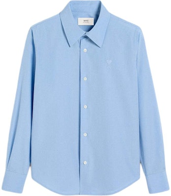 (W) Ami Paris AMIPARIS FW24 經典藍色長袖襯衫搭配扭扣領設計。 FSH061CO0063-484 Buy (W) Ami Paris AMIPARIS FW24 經典藍色長袖襯衫搭配扭扣領設計。 FSH061CO0063-484