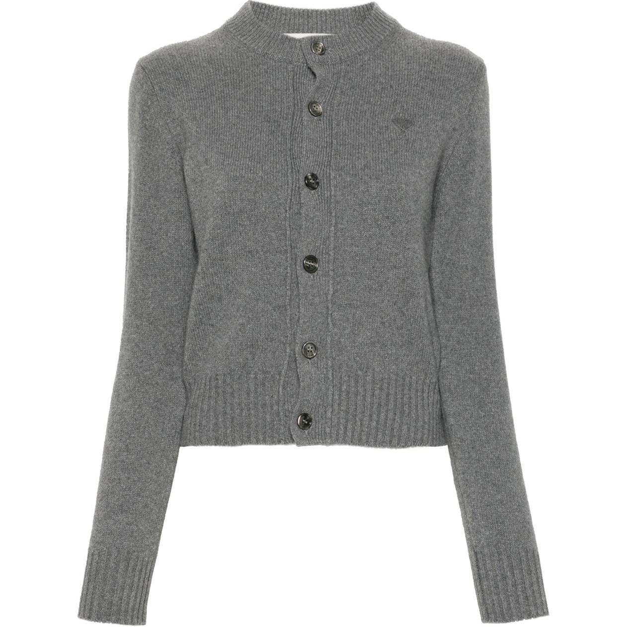 (Women) Ami Paris AMIPARIS FW24  Single-Breasted Grey Cashmere Knit Cardigan. FKC157005-GREY 圖 2
