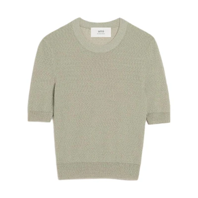 (Women) Ami Paris AMIPARIS Solid Green Round Neck Short Sleeve T-Shirt Women SS24 Casual Tee. FTS037KN0044-317