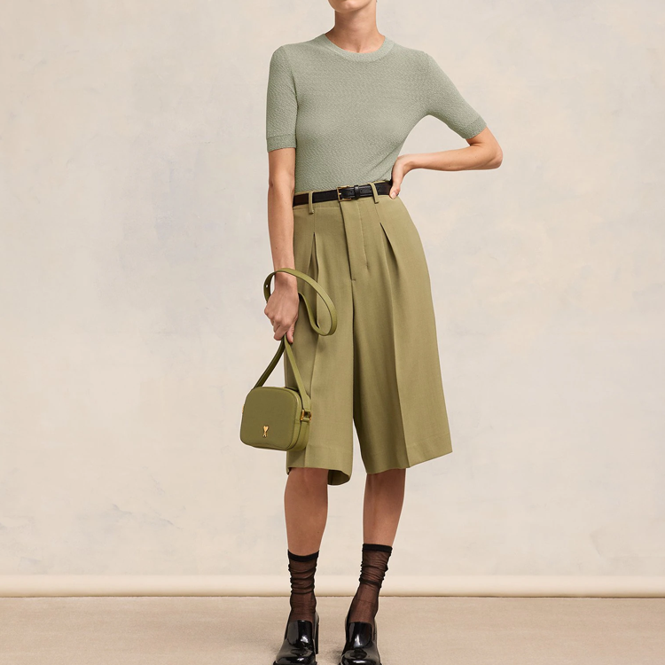 (Women) Ami Paris AMIPARIS Solid Green Round Neck Short Sleeve T-Shirt Women SS24 Casual Tee. FTS037KN0044-317 圖 3