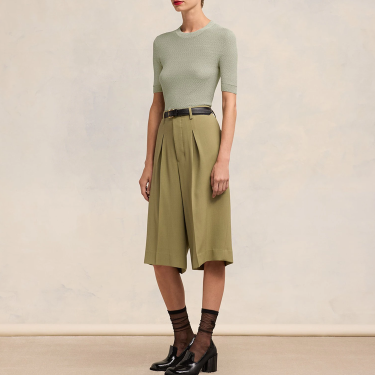 (Women) Ami Paris AMIPARIS Solid Green Round Neck Short Sleeve T-Shirt Women SS24 Casual Tee. FTS037KN0044-317 圖 4