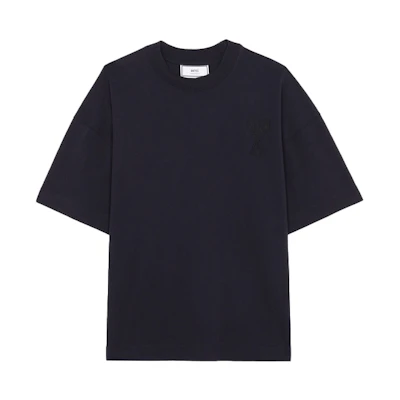 (Women) Ami Paris AMIPARIS SS21 Navy Cotton Heart Logo Batwing Sleeve T-Shirt. E21FJ128726-410