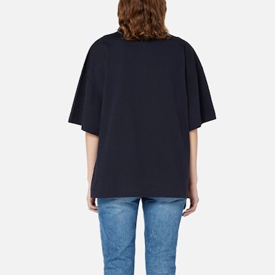 (W) Ami Paris AMIPARIS SS21 海軍藍棉質心型標誌蝙蝠袖T恤。 E21FJ128726-410 Shop (W) Ami Paris AMIPARIS SS21 海軍藍棉質心型標誌蝙蝠袖T恤。 E21FJ128726-410