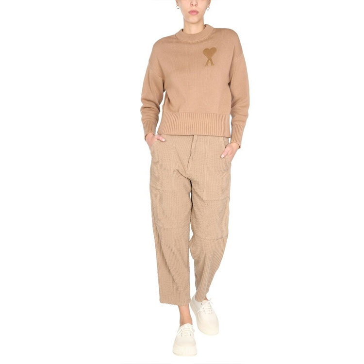 (Women) Ami Paris AMIPARIS SS21 Heart Logo Crewneck Sweater Women’s Light Brown E21FK009016-250 圖 5