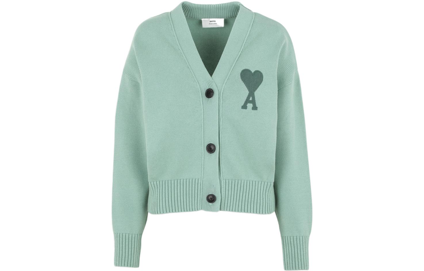 (Women) Ami Paris AMIPARIS SS21 Solid Color Knit Sweater Women’s Green E21FK303016-303