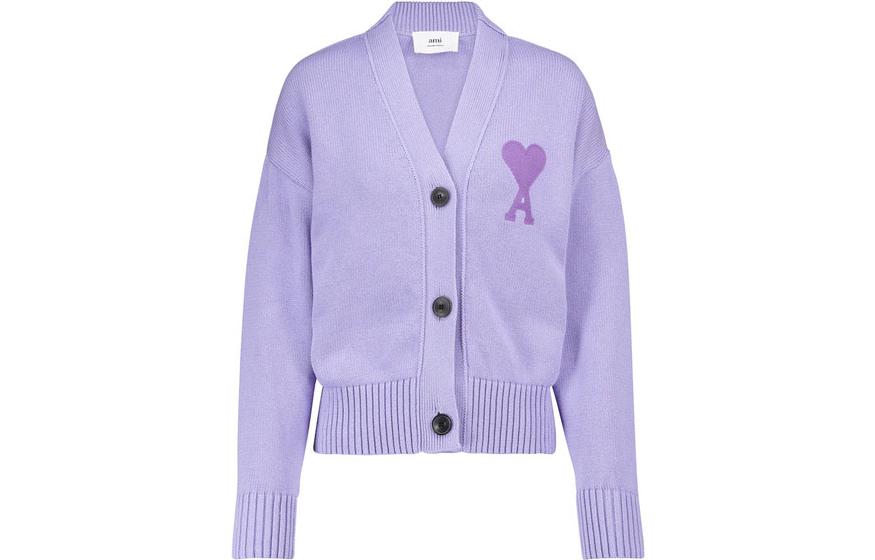 (Women) Ami Paris AMIPARIS SS21 Solid Color Knit Sweater  Purple. E21FK303016-504