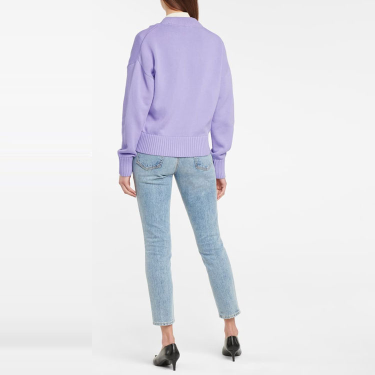 (Women) Ami Paris AMIPARIS SS21 Solid Color Knit Sweater  Purple. E21FK303016-504 圖 4