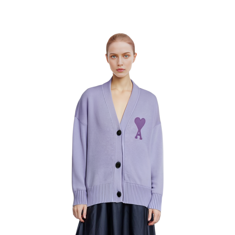 (Women) Ami Paris AMIPARIS SS21 Solid Color Knit Sweater  Purple. E21FK303016-504 圖 5