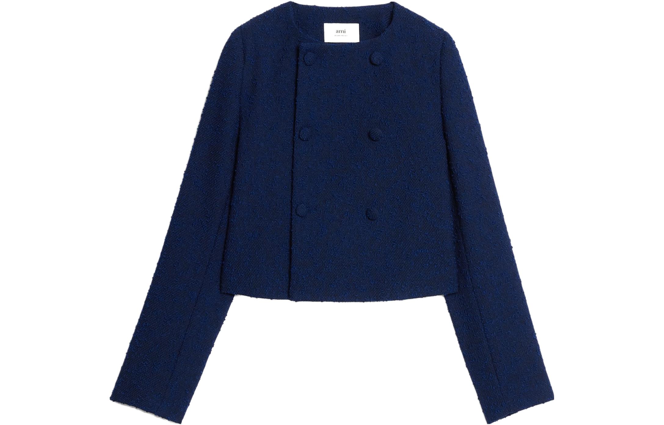 (Women) Ami Paris AMIPARIS SS23  Navy Blue Double-Breasted Cropped Jacket. FBV701WV0001-491 圖 2