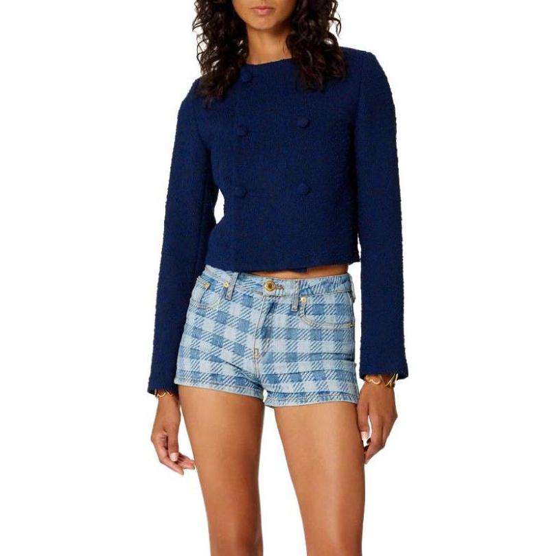 (Women) Ami Paris AMIPARIS SS23  Navy Blue Double-Breasted Cropped Jacket. FBV701WV0001-491 圖 4