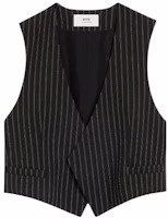 (Women) Ami Paris AMIPARIS SS24 Black Striped V-Neck Sleeveless Loose Vest FBV757WV0040-0013 (Women) Ami Paris AMIPARIS SS24 Black Striped V-Neck Sleeveless Loose Vest FBV757WV0040-0013