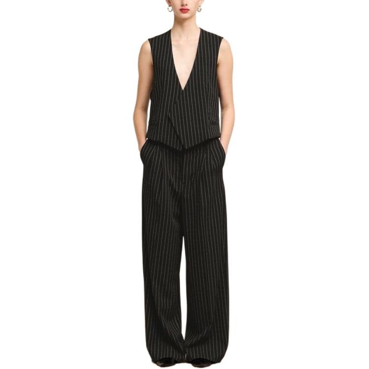 Lookbook (W) Ami Paris AMIPARIS SS24 黑色条纹V领无袖宽松马甲 FBV757WV0040-0013