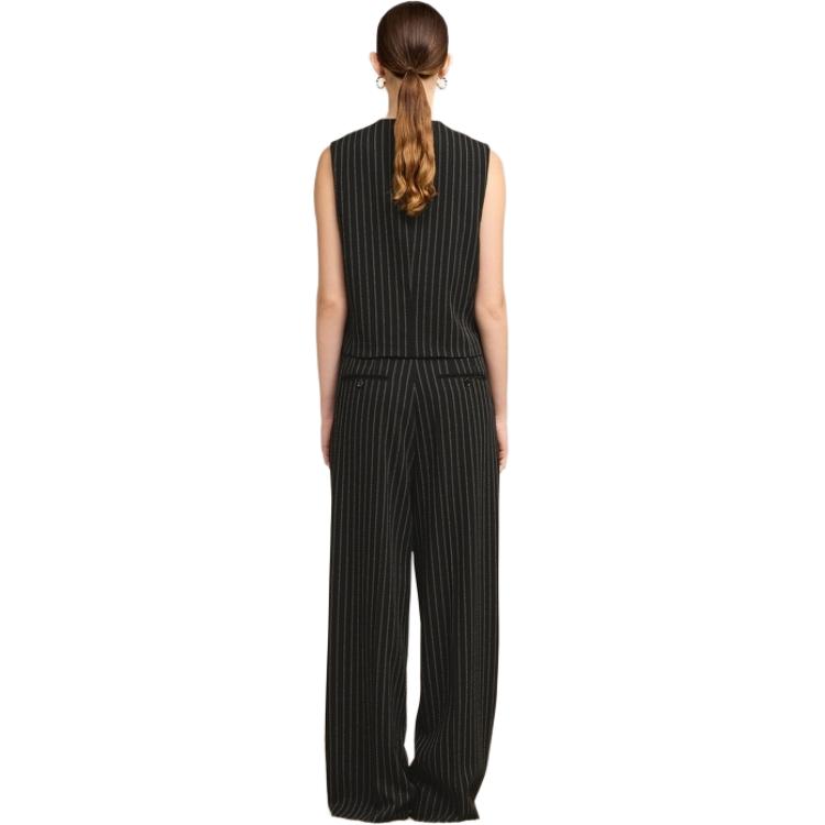 Shop (W) Ami Paris AMIPARIS SS24 黑色条纹V领无袖宽松马甲 FBV757WV0040-0013