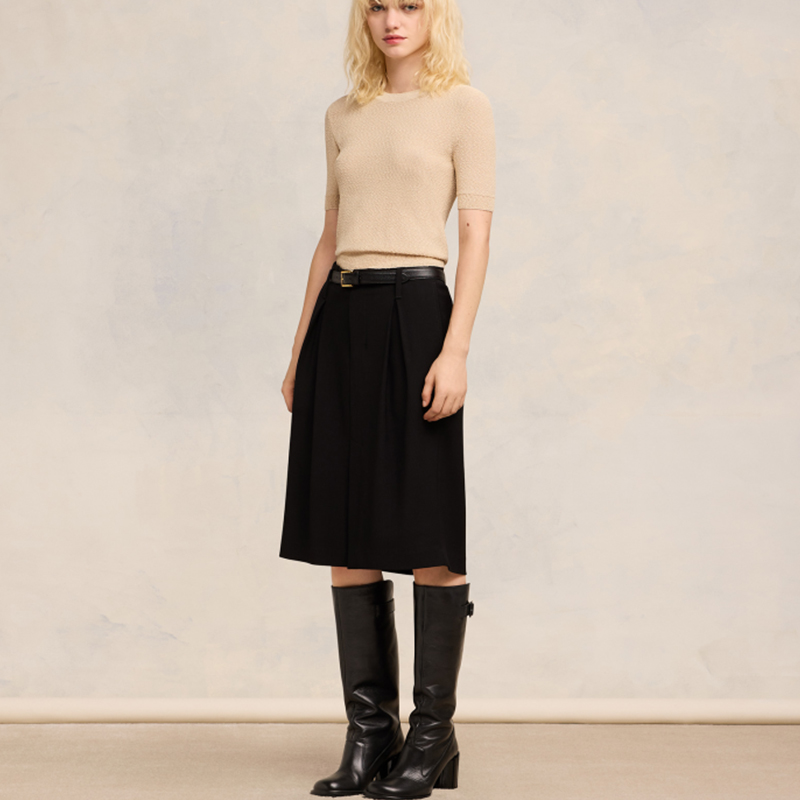 (Women) Ami Paris AMIPARIS SS24  Fitted Khaki Crewneck Knit Short Sleeve Tee. FTS037KN0044-721 圖 5