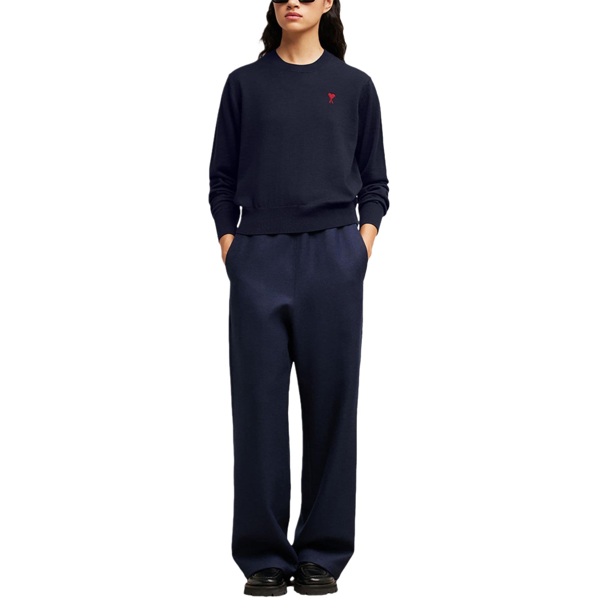 (Women) Ami Paris AMIPARIS SS24  Navy Blue Heart Pattern Knit Pullover Sweater. BFFKS111KN0025-NAVY 圖 3